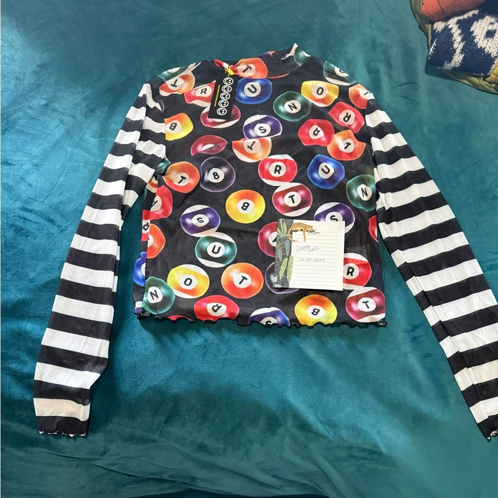 Burnt Toast NWT Small Colorful Pool Ball Long Sleeve Top